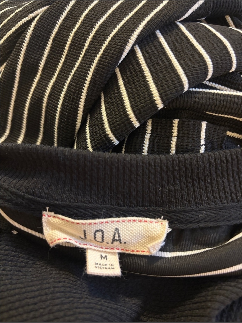 J.O.A. Women’s Black & White Striped Crewneck Sweater Size Medium - Picture 3 of 4